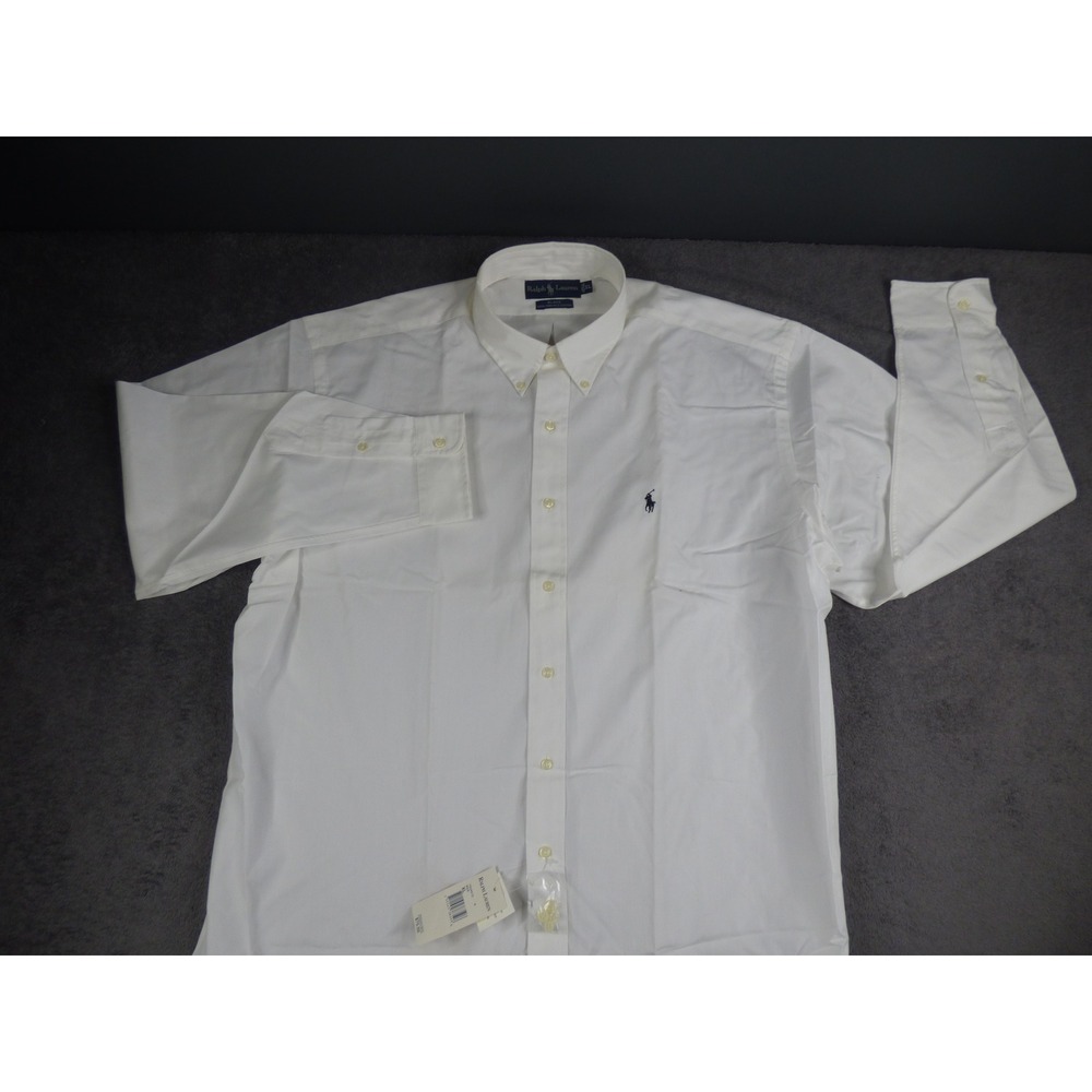 Ralph Lauren Mens White Button Down Shirt XL Long Sleeve Cotton NWT